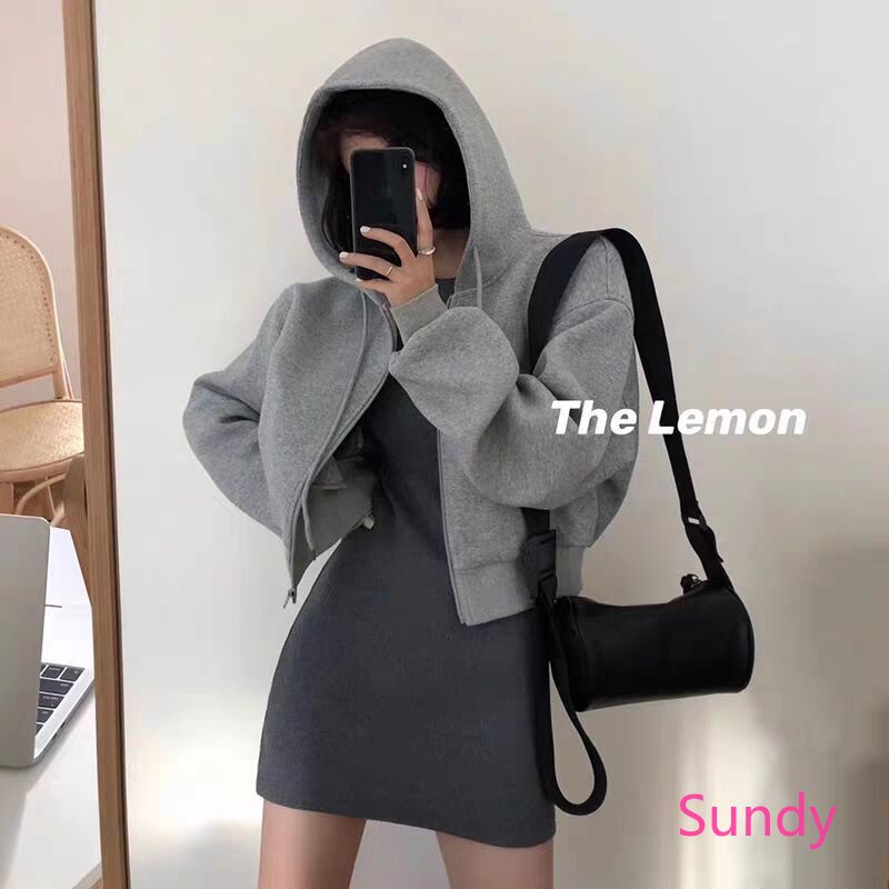 Áo Khoác Tay Dài Có Mũ Hoặc Đầm Ôm Thời Trang Mùa Thu Cho Nữ