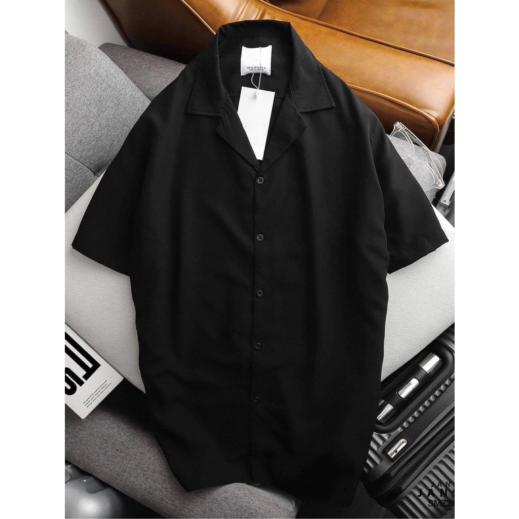 Áo sơ mi tay ngắn nam nữ form rộng, sơ mi cổ vest unisex Hàn Quốc, chất vải lụa dãn [ GEMEN STORE ] | BigBuy360 - bigbuy360.vn