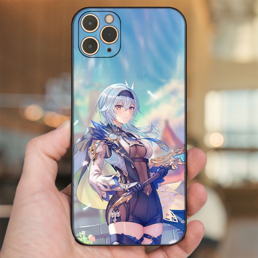 Ốp lưng iPhone 11 Pro Max dẻo đen cạnh vuông in hình Eula Genshin Impact