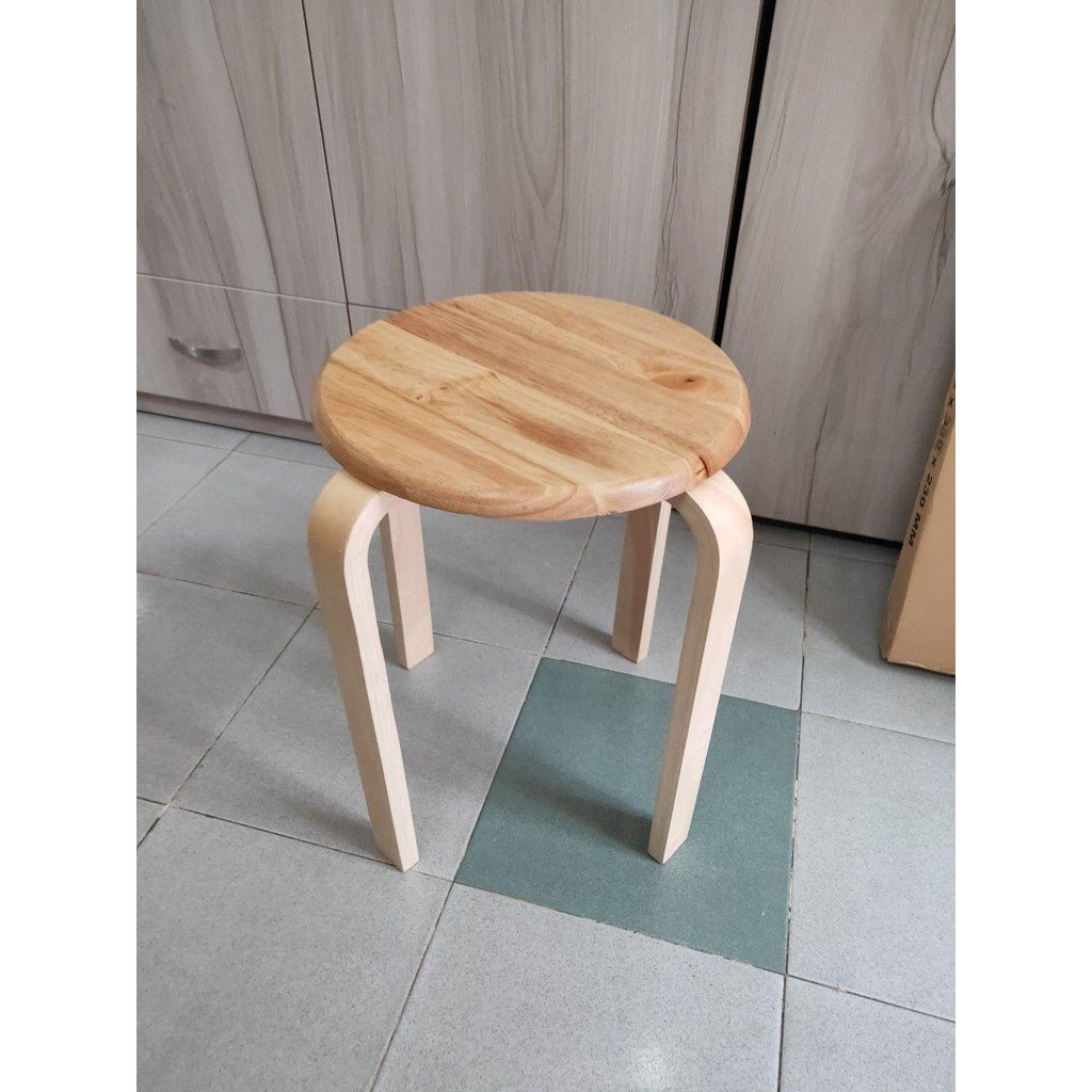 Ghế đôn 45cm mặt tròn chân dẹt cao 45cm - Ghế cafe mặt tròn 47wood