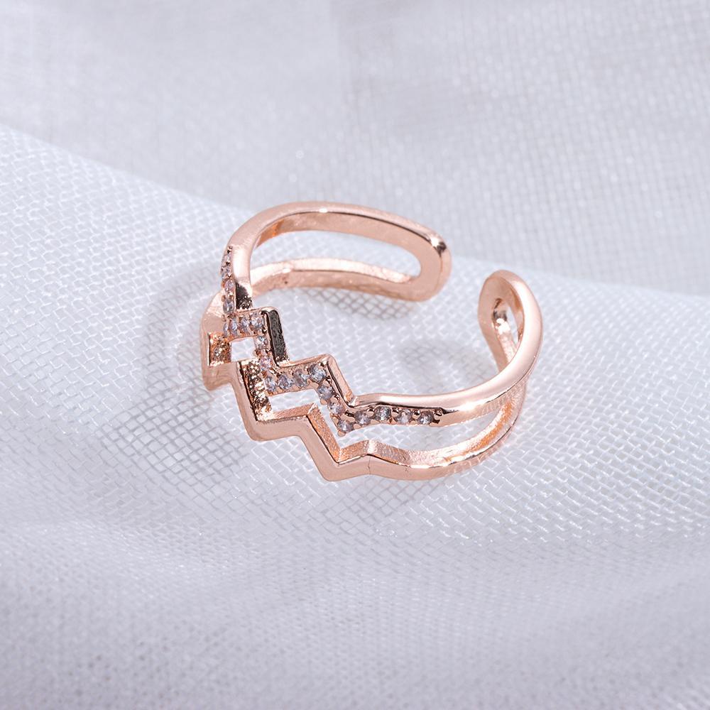 Nhẫn Hình Gợn Sóng Thời Trang|Nhẫn Mạ Bạc Khắc Chữ to My Daughter Đính Đá Nhiều Màu Sắc