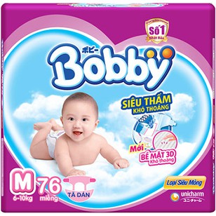 (mẫu mới) Bỉm/Tã dán/miếng lót Bobby size NB108, NB60, Xs72, S56, S80, M76, Xl62, Xxl56