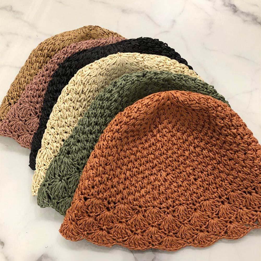 IVORY Mũ Cói Rộng Vành Thiết Kế Đục Lỗ Thời Trang Mùa Hè Xinh Xắn Cho Nữ