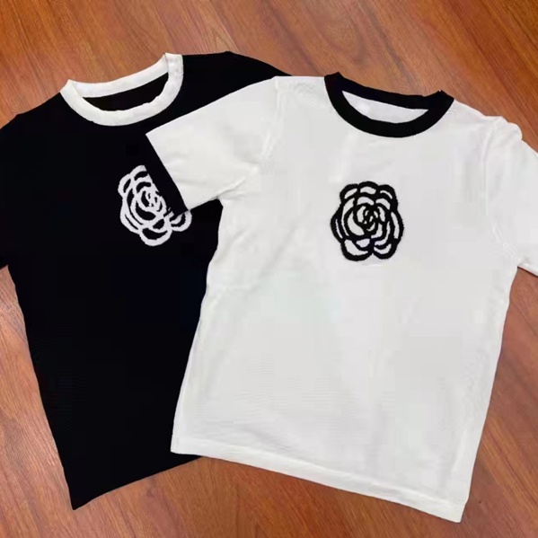 Áo thun dệt kim SUXI tay ngắn cổ tròn màu sắc tương phản dễ phối đồ thời trang mùa hè cho nữ