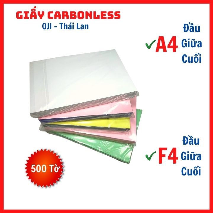 Giấy Carbonless Oji in hóa đơn A4- F4 - 500 tờ/tập - Tomchuakids