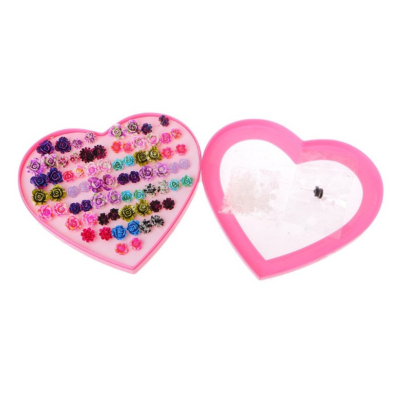 Set 36 Đôi Khuyên Tai Hình Hoa Hồng Thời Trang Cho Nữ