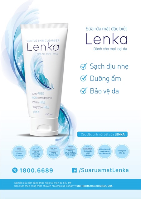 Sữa rửa mặt dịu nhẹ Lenka - Tube 50ml và 150ml