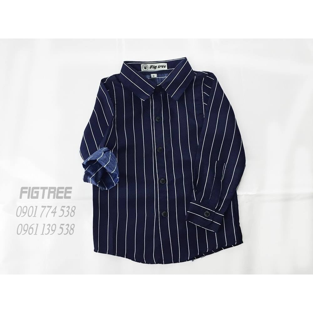 Áo sơ mi bé sọc xanh FIG TREE mã 145A( đủ size- hàng sẵn)
