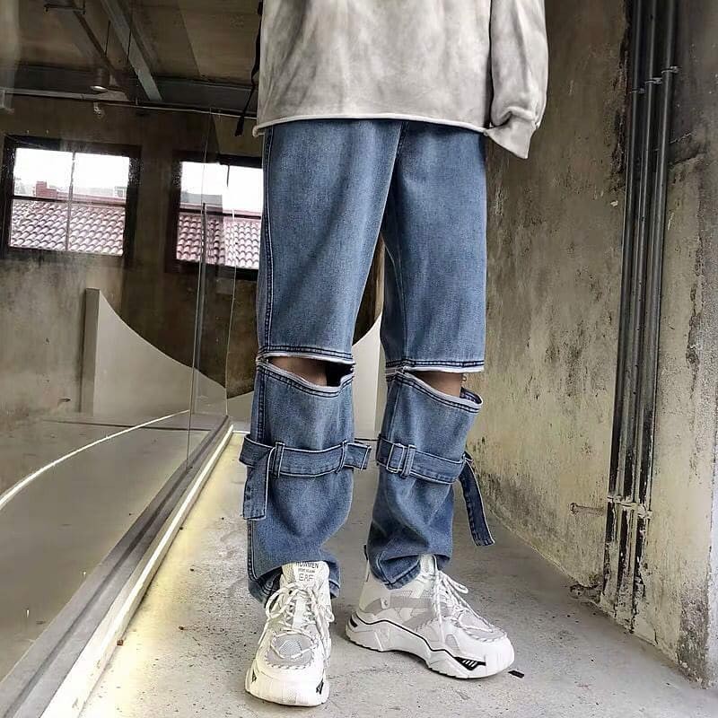 (Q21) Quần Jeans thiết kế độc là, có khóa kéo ở gối (kèm ảnh thật)