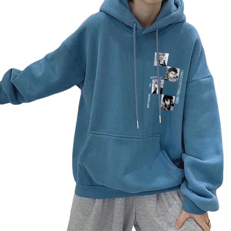 Áo hoodie tay dài dáng rộng in họa tiết hoạt hình phong cách Hàn Quốc thời trang mùa đông cho nam size M-8XL