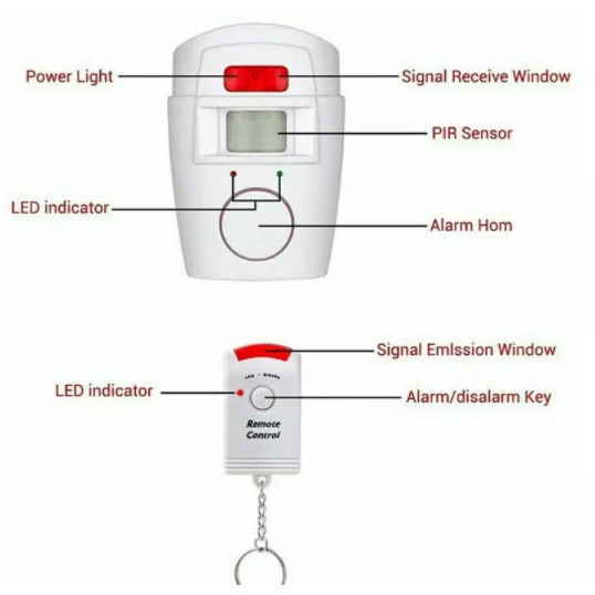 HỆ THỐNG AN NINH BÁO ĐỘNG CẢM BIẾN HỒNG NGOẠI CHỐNG TRỘM KHÔNG DÂY  YL105 KÈM 2 REMOTE CÓ GIÁ ĐỠ XOAY 180 ĐỘ TREO TƯỜNG