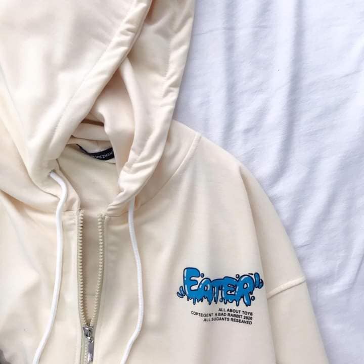 Áo khoác hoodie zip dây kéo thỏ Hamburger unisex