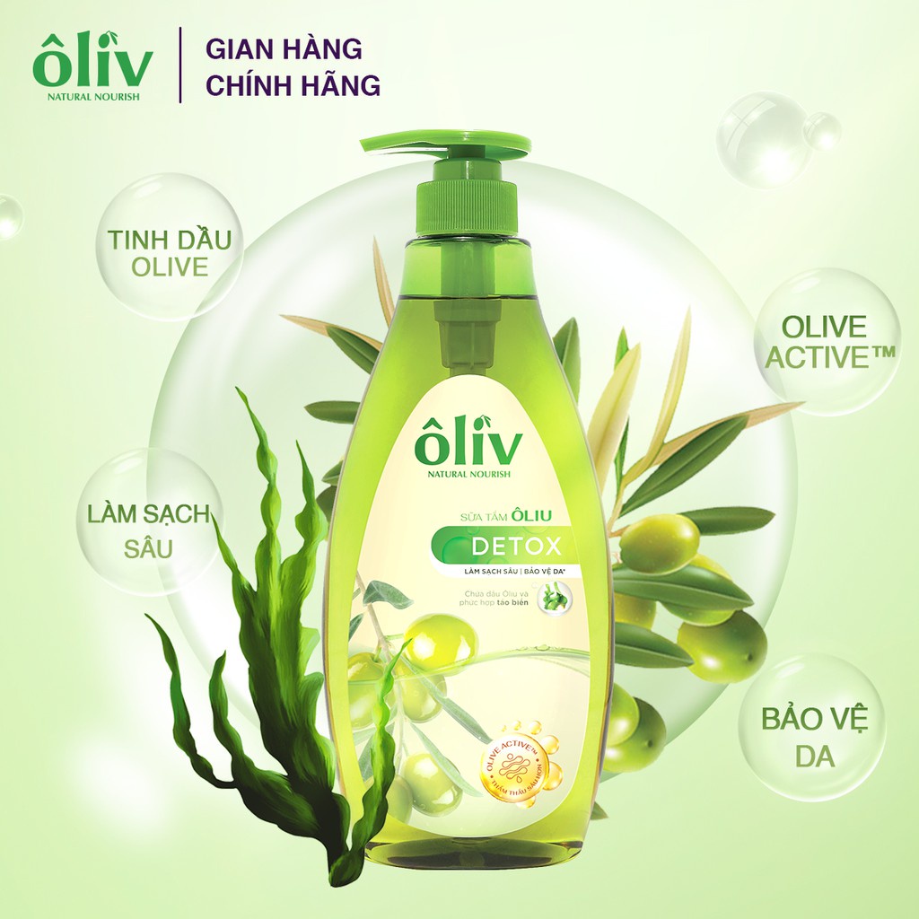 [Mã FMCGMALL -8% đơn 250K] Combo Sữa Tắm Ôliv Mềm mịn 650ml + Sữa Tắm Detox 650ml