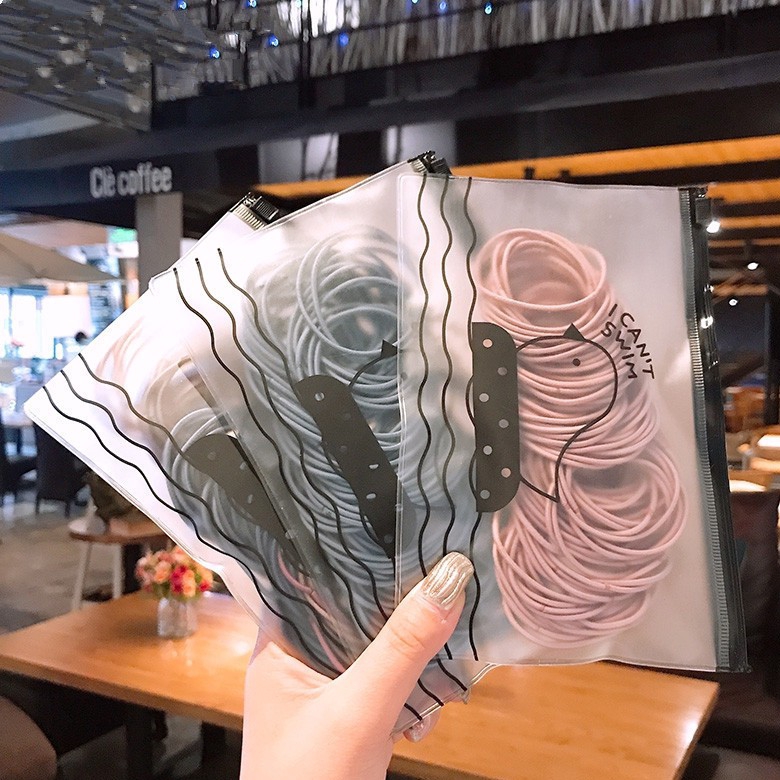 Bộ 100 dây thun cột tóc co giãn nhiều màu sắc