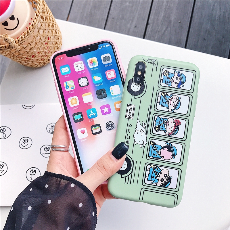 Ốp điện thoại in hình xe bus anime cho iPhone 6 6S 7 8 Plus X XS MAX XR