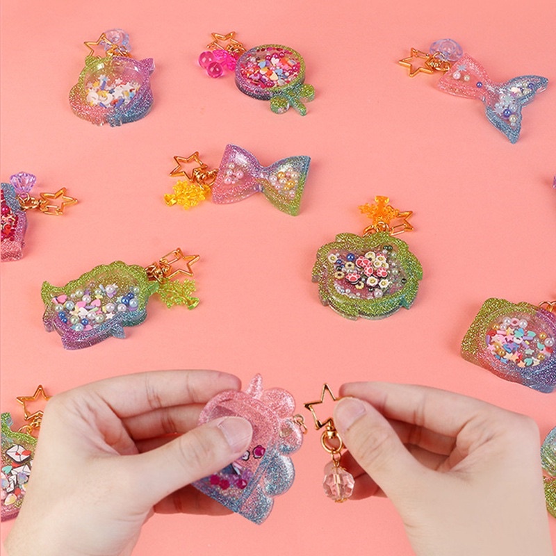 Bộ đồ chơi làm móc khoá với keo nhựa trong suốt dễ thương an toàn cho trẻ