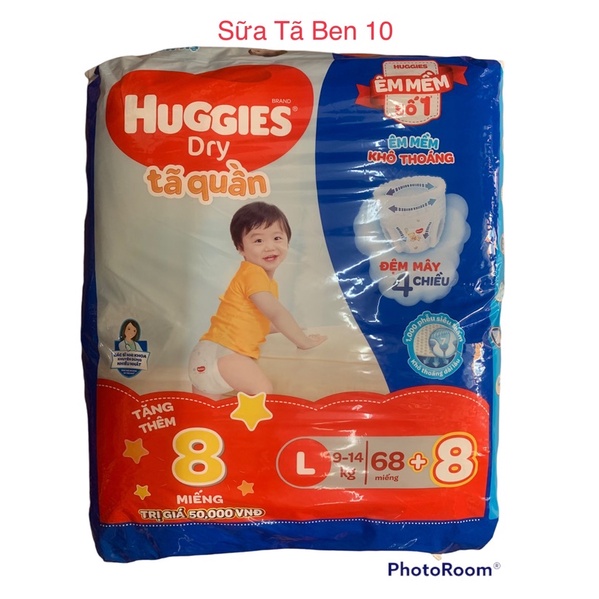 Bỉm - Tã quần Huggies size L - 68 miếng (Cho bé 9 - 14kg)