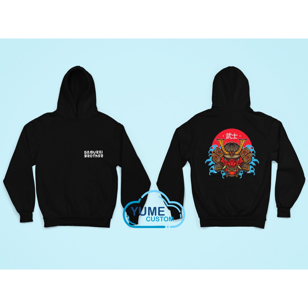 Áo Hoodie Màu Đen In Hình Samurai Phong Cách Nhật Bản Cá Tính Cho Nam