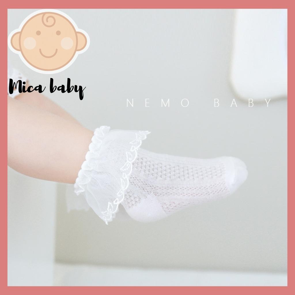 Tất lưới cổ viền ren cho bé Mica baby T20