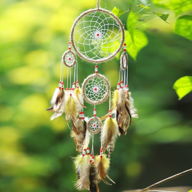 Dreamcatcher Dây cói - Lông Chim ( Vòng 13cm , chiều dài 50cm )