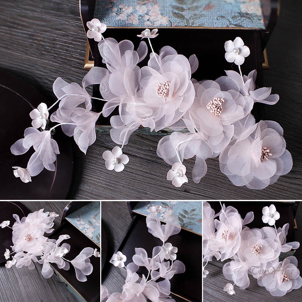 GETNOIVAS Phụ Kiện Cài Tóc Đính Hoa Đào Làm Bằng Thủ Công Dành Cho Trẻ Em