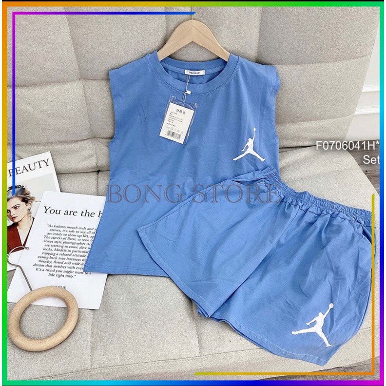 Set Đồ Nữ,Sét Bộ Nữ Áo thun Sát Nách Mix Quần Short Đùi In Logo  From Rộng Hàng Qc Loail 1 | BigBuy360 - bigbuy360.vn