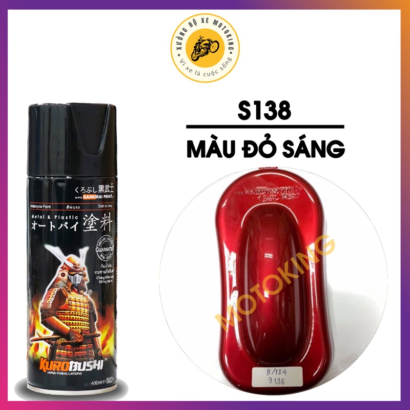 Combo Sơn samurai đỏ sáng S138*  loại 2K chuẩn quy trình độ bền 5 năm gồm 2K04 - 124 - S138* - 2K01