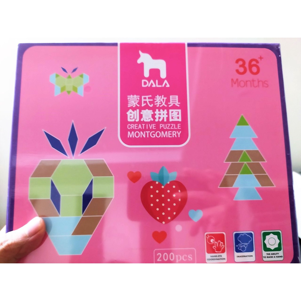 Ghép Hình Tangram Gỗ Sáng Tạo Phát Triển Trí Thông Minh, bộ ghép hình 200 chi tiết