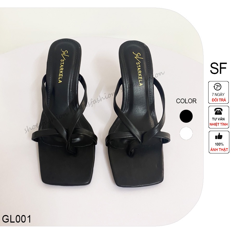Giày cao gót nữ Shoes Fashion gót nhọn 7cm, guốc quai da xỏ ngón mũi vuông - GL001
