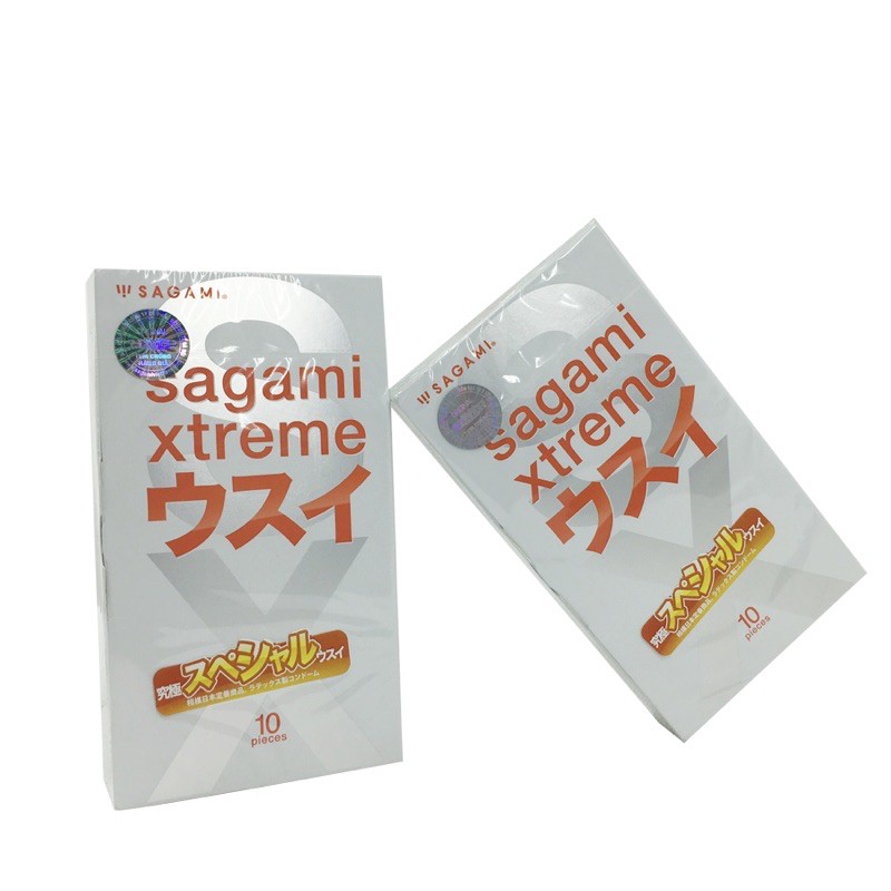 Bao cao su cao cấp siêu mỏng SAGAMI 0,03 mm chính hãng SAGAMI Xtream Super Thin - Hộp 10 chiếc