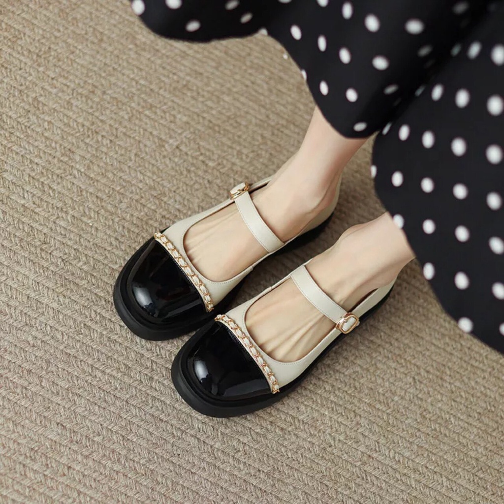 Giày Búp Bê Đính Quai Xích Xinh Xắn Sang Trọng Cho Nữ mã K01