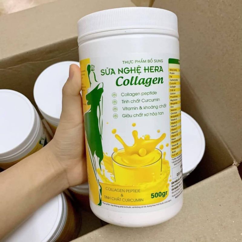 Sữa Nghệ Hera Collagen 500g⭐Tốt Cho Người Đau Bao Tử, Mẹ Sau Sinh⭐Đẹp Da, Lợi Sữa
