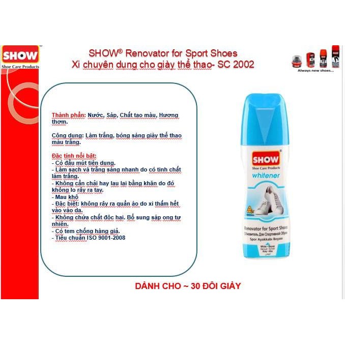 Xi nước màu trắng chuyên dụng cho giày thể thao 75ml