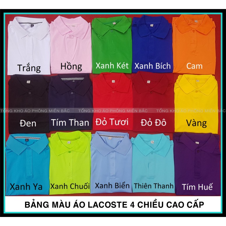 Áo phông Trơn Nam Nữ - Áo thun POLO màu ĐEN ngắn tay có cổ, Vải LACOSTE Cá sấu 4 chiều CAO CẤP, Nhận IN ẤN theo yêu cầu