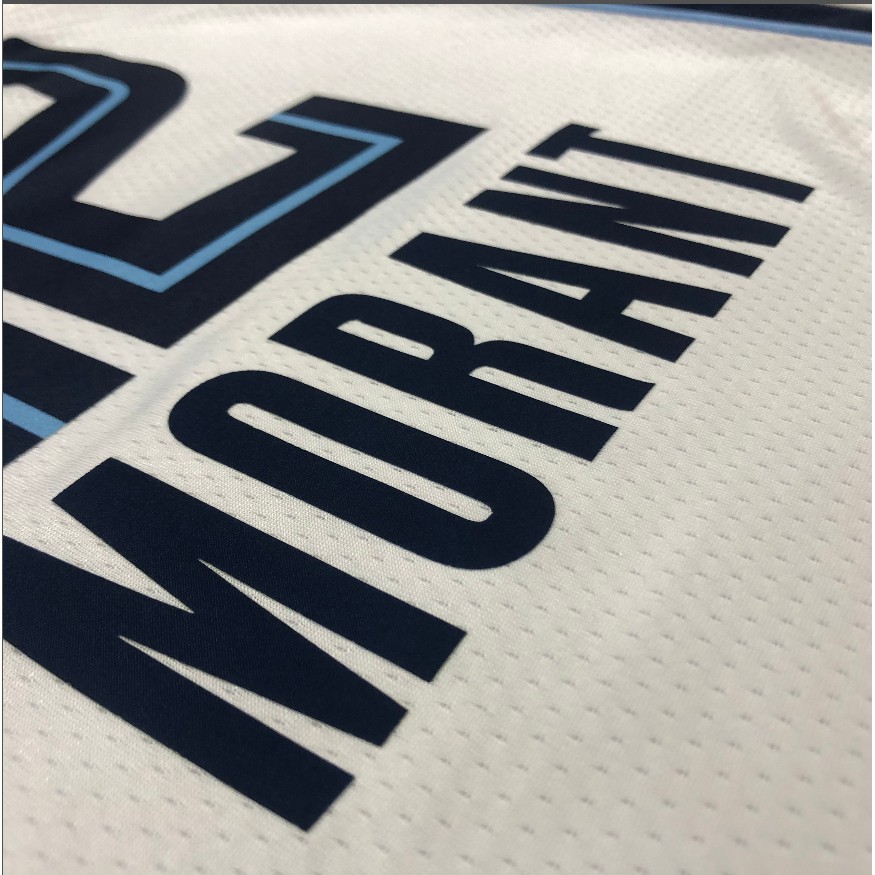 Áo thun thi đấu bóng rổ phiên bản cổ điển đội NBA Memphis Grizzlies Số 12 Morant màu trắng size lớn