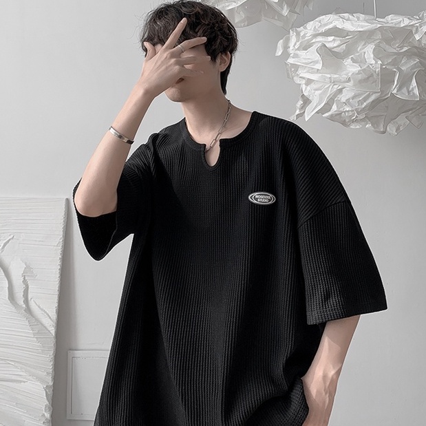 Áo Thun Dệt Kim Cổ Chữ V Thời Trang Mùa Hè Phong Cách Hàn Quốc Cho Nam