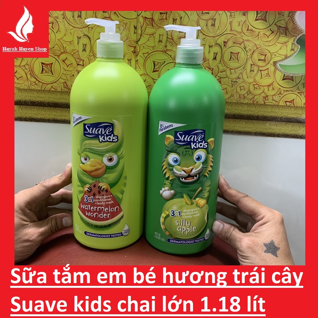 [Hàng xịn] sữa tắm gội trẻ em 3 in1  hương dưa hấu Suave Kids Usa Chai lớn 1,18L