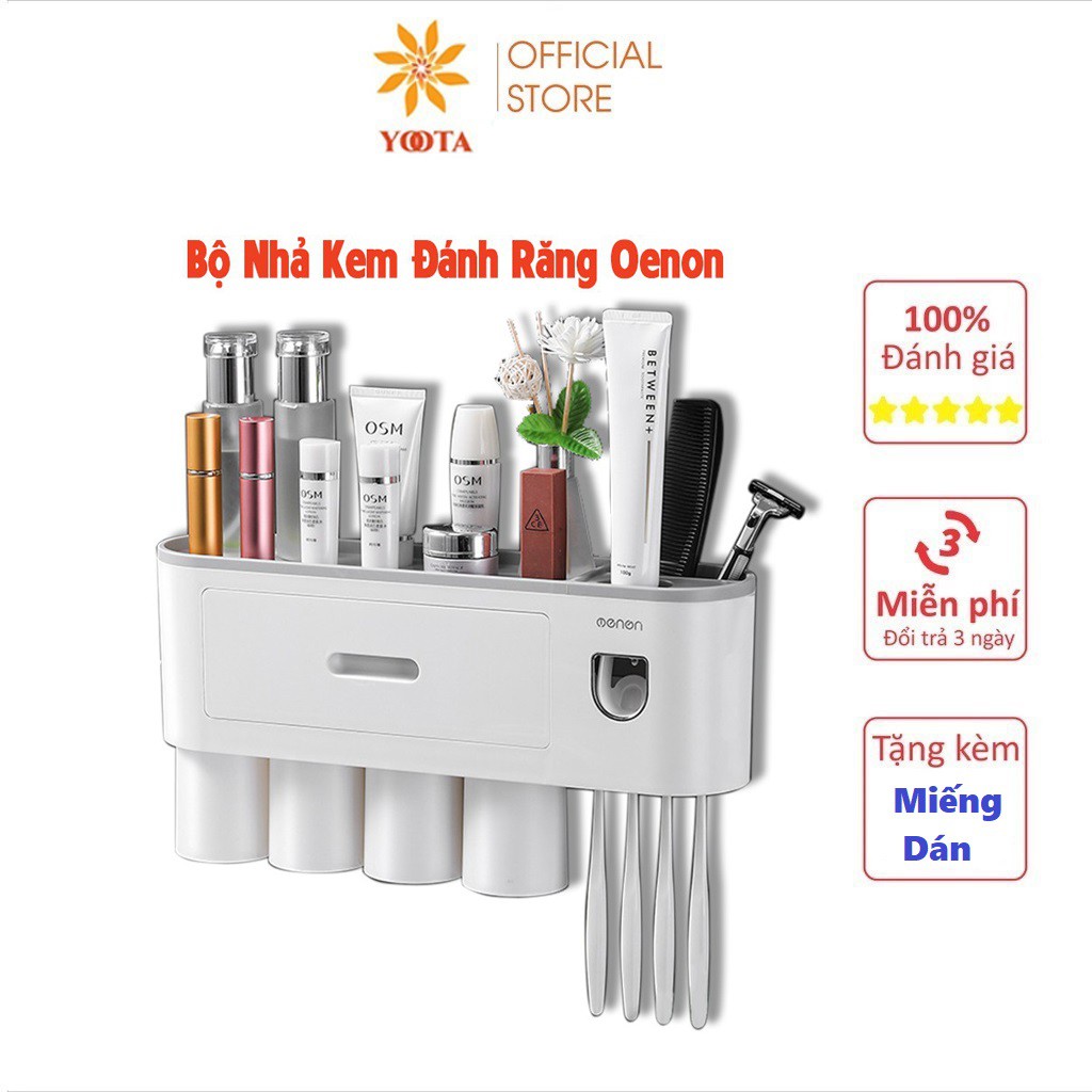 Kệ Nhà Tắm Để Đồ Dùng Thông Minh, Kèm Cốc Hút Từ Tính Có Nhả Kem Đánh Răng Tự Động Lắp Đặt Dính Tường