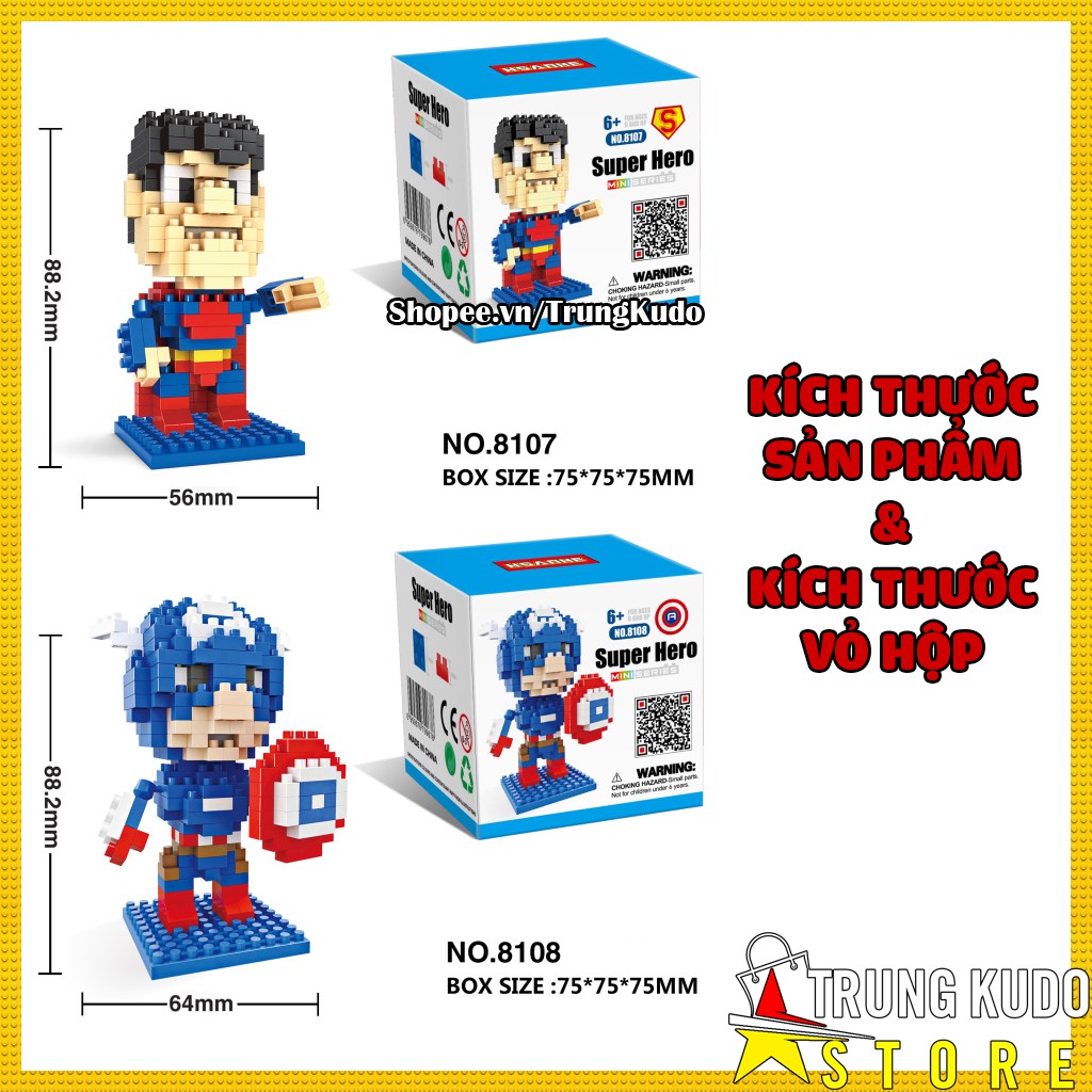 Lego Marvel Và DC - Đồ Chơi Lắp Ghép Siêu Anh Hùng Bằng Lego Nanoblock Các Anh Hùng Iron Man, Batman, Captian, Thor,...