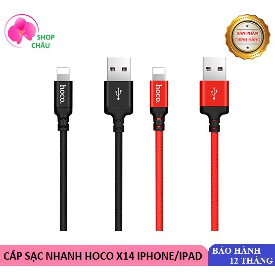 Cáp Sạc Lighning Dây Dù Hoco X14 Cho Iphone/Ipad Chính Hãng Chống Đứt, Chống Rối - Borofone BX54