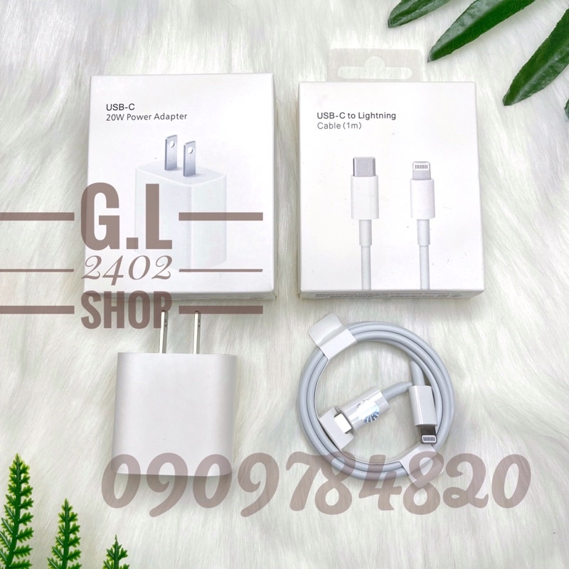 Combo Củ ,Cáp Sạc Nhanh ,Củ Sạc Nhanh PD 20W,Cáp Sạc Nhanh USB-C To Cho IP12/11//Xs/X/8/tablet táos