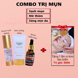 COMBO MỤN - Bộ sản phẩm giảm dầu, giảm mụn ngừa thâm hiệu quả Doctor One - Tặng vi kim tảo biển