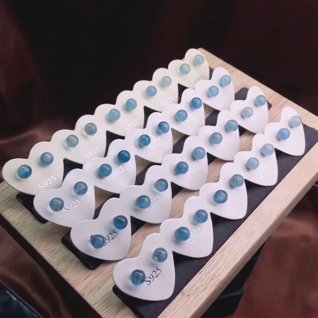 Aquamarine Bông Tai Pha Lê Đính Nơ Màu Xanh Biển Nhỏ Xinh Cho Nữ