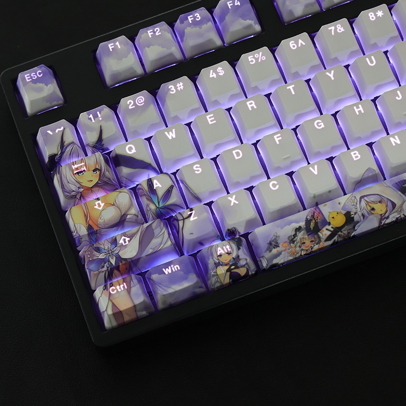 Azur Lane theme keycaps Cherry profile PBT Thuốc nhuộm thăng hoa Bàn phím cơ học keycaps Anime keycaps thông qua Keycaps nhẹ 108 phím