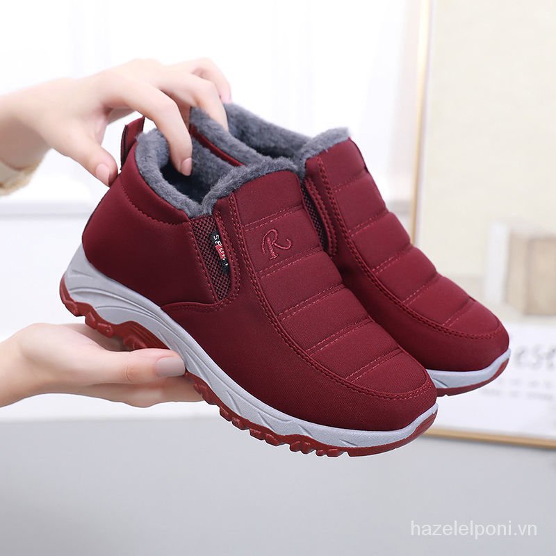Giày bốt cotton lót lông cừu đế mềm giữ ấm mùa đông thời trang cổ điển cho nam và nữ