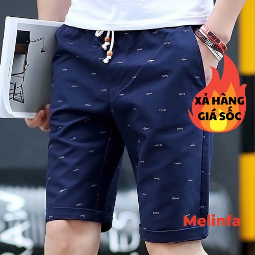 (Xả kho)Quần short nam mùa hè vải thô cotton họa tiết phong cách Hàn Quốc mã VAQ0125