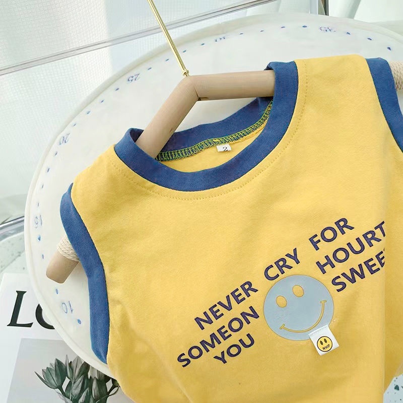 Bộ đồ 2 mảnh gồm áo thun tay ngắn và quần đùi 100% cotton thời trang mùa hè phong cách Hàn Quốc dành cho trẻ em