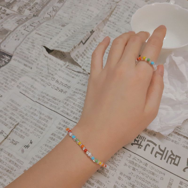 Vòng tay cầu vòng đơn giản, đáng yêu cheap moment với Jennie