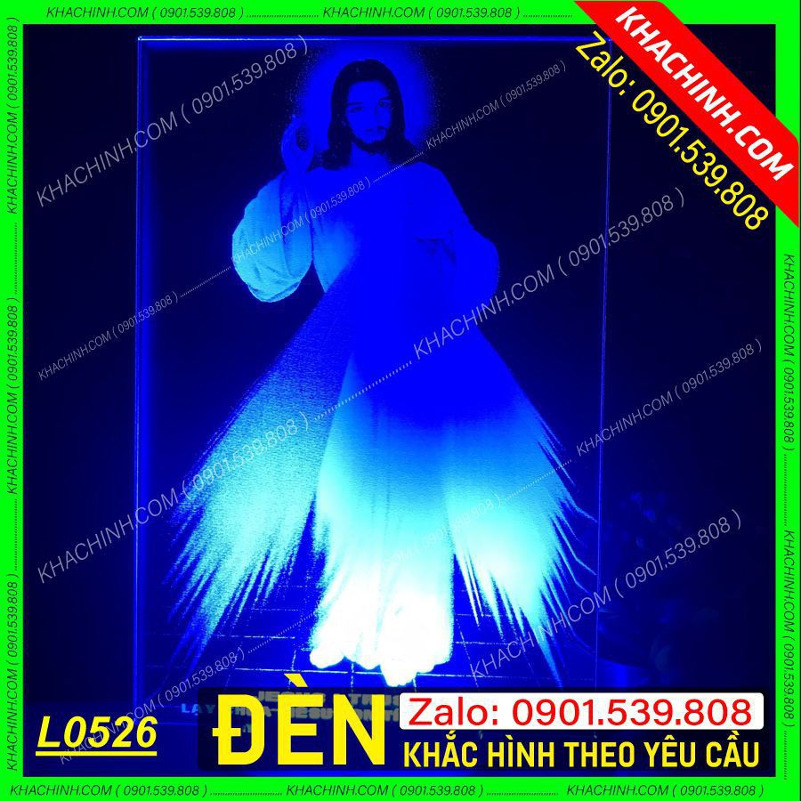 Hình Chúa khắc laser làm Đèn thờ - làm ảnh theo yêu cầu - Mẫu L0619-B có Remote thay đổi 16 màu