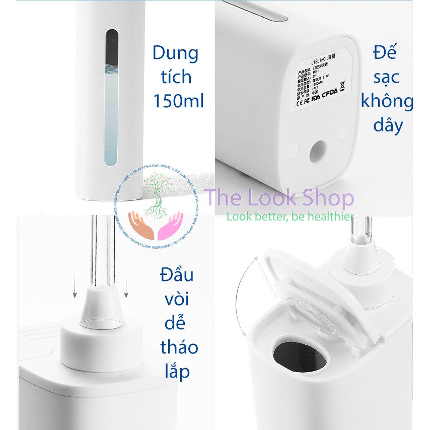 [BH 1 đổi 1] Tăm nước cầm tay sạc không dây Jieling, chống thấm nước IPX7, 4 đầu vòi, 1500mAh dùng liên tục 20 ngày